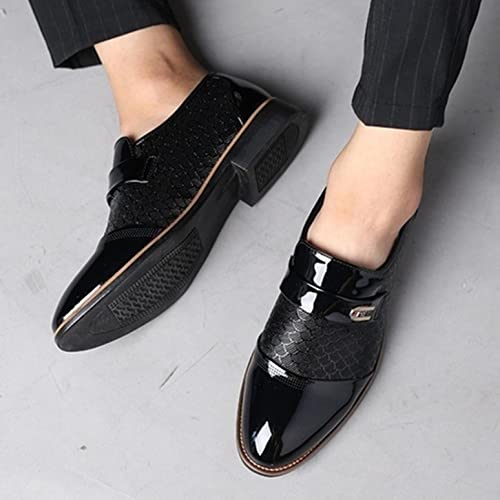 Hbeylia Men's Prince Classic Modern Formal Oxford Wingtip Dress Shoes Fashion Leather Slip On Pointed Toe Formal Business Shoes Tuxedo Modern Derby Shoes For Men Business Office Work Wedding4