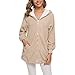 Suéter con Capucha para Mujer de Manga Larga de Color sólido de Peluche Suelto Cardigans otoño e Invierno Damas Chaqueta con Bolsillo,Apricot,4XL