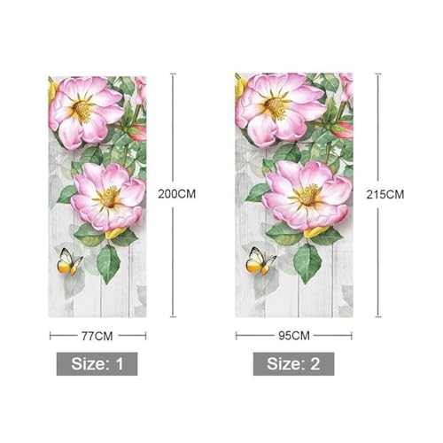 Autocollant de porte 3D fleur florale pastorale papier peint 77x200cm