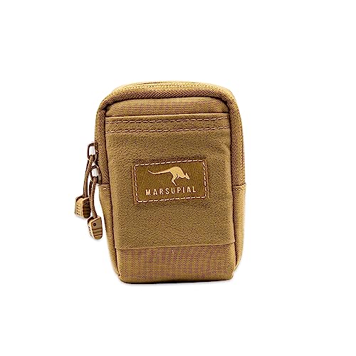 Marsupial Gear Zippered Pouch - Small Essentials Attachment for Binocular Pack with Ammo Loops and Call Storage, Coyote, Small