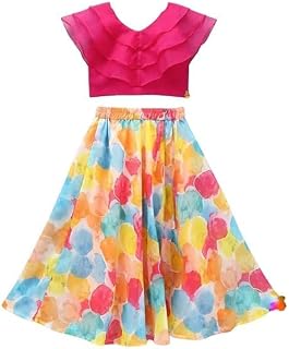 LilOraa Girl's Georgette Full Stitched Readymade Lehenga Choli | Printed Traditional Dress | Ethnic Wear for Girls Price In India