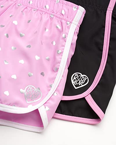 Body Glove Girls? Active Shorts ? 2 Pack Athletic Gym Dolphin Shorts (Size: 7-12), Size 12, Pink Hearts/Black #TOP1