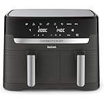 Tefal Easy Fry Dual Zone Digital air fryer, 2 Drawers, 8.3L, 8in1, Uses No Oil, Air Fry, Extra Crisp, Roast, Bake, Reheat, Dehydrate, 6 Portions, Non-Stick, Dishwasher Safe Baskets, Coal Grey EY905B40