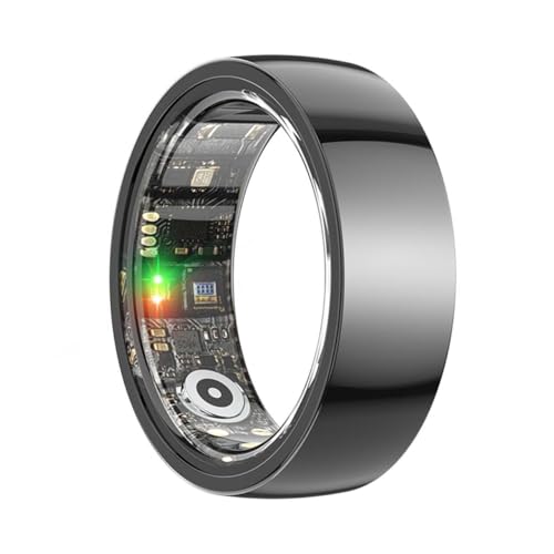 Yabonie Health Ring, Smart Rings for Women Men, IP68 Waterproof Fitness Sleep Heart Rate Blood Oxygen Tracker Smart Ring, Step Tracker, Compatible With Android & IOS (Black) (9#)