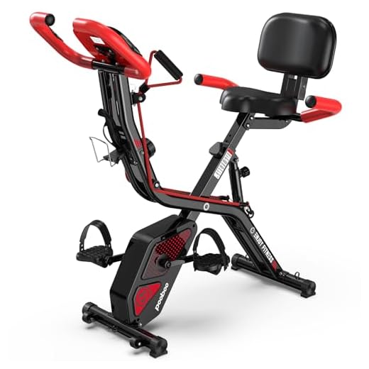 POOBOO Folding Exercise Bike with Arm Bands