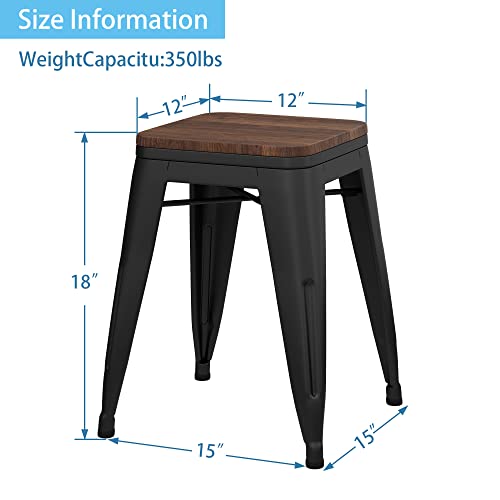 Changjie Furniture 18 Inch Stools Metal Dining Chairs Set Of 4 Stackable Kids Stools Short Stools Stackable Bar Stools Classroom Stools (18 Inch, Matte Black) #TOP2