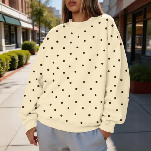 Polka Dot Sweatshirt Women Cute Oversized Crewneck Pullover Sweatshirts - image 3