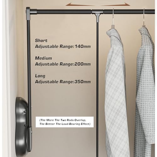 Tringle à vêtements rabattable penderie relevable télescopique noire