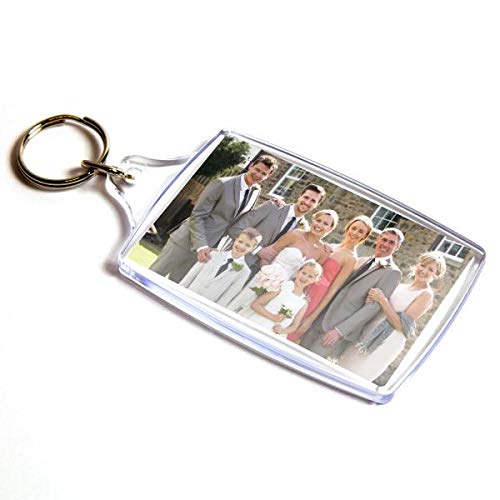 10 x Jumbo Blank Photo Insert Keyrings (Large 45 x 70mm insert)