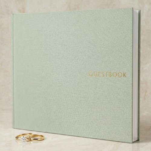 ZICOTO Beautiful Linen Wedding Guest Book for Your Wedding Reception - Simply Elegant Guestbook to Sign in and Add Polaroid Photos - The Perfect Baby Shower Guest Book and Addition to Your Big Day