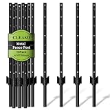 10 Pack Metal Fence Posts, 5ft Heavy Duty U-Post, Black...