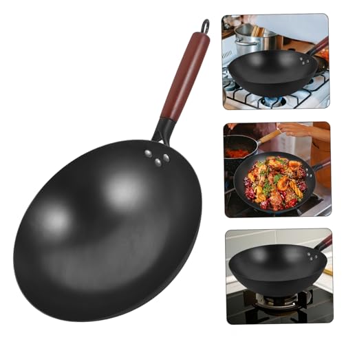 Wok de hierro antiadherente para cocina a gas miniatura 5