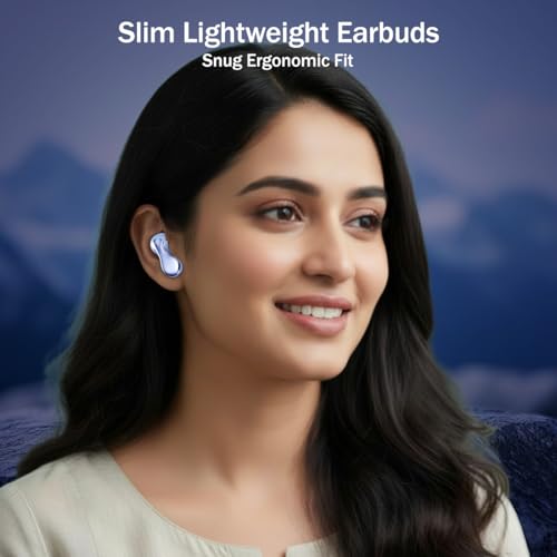 Image of pTron Bassbuds Tango in-Ear TWS Ear Buds w /Custom EQ, 50hrs Playtime, Pristine Sound, Dual Mic, TruTalk ENC Calls, Mobile App, Wireless Bluetooth V6.0,Touch Controls,Type-C Charging, IPX5 (Light Blue)