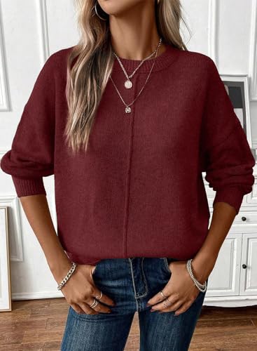 EVALESS Womens Sweaters Fall 2025 Casual Long Sleeve Lightweight Oversized Pullover Sweater Tops4