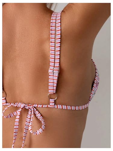 SweatyRocks Women's Bathing Suits Floral Print Triangle Bikini Set Spaghetti Straps Two Piece Swimsuits4