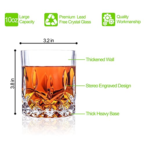 Qummfa Whiskey Glasses, Set Of 8, 10 Oz Old Fashioned Glasses For Drinking Scotch Bourbon Cocktail Cognac Vodka Gin Tequila Rum Liquor Rye, Rocks Glasses, Crystal Scotch Glasses #TOP2