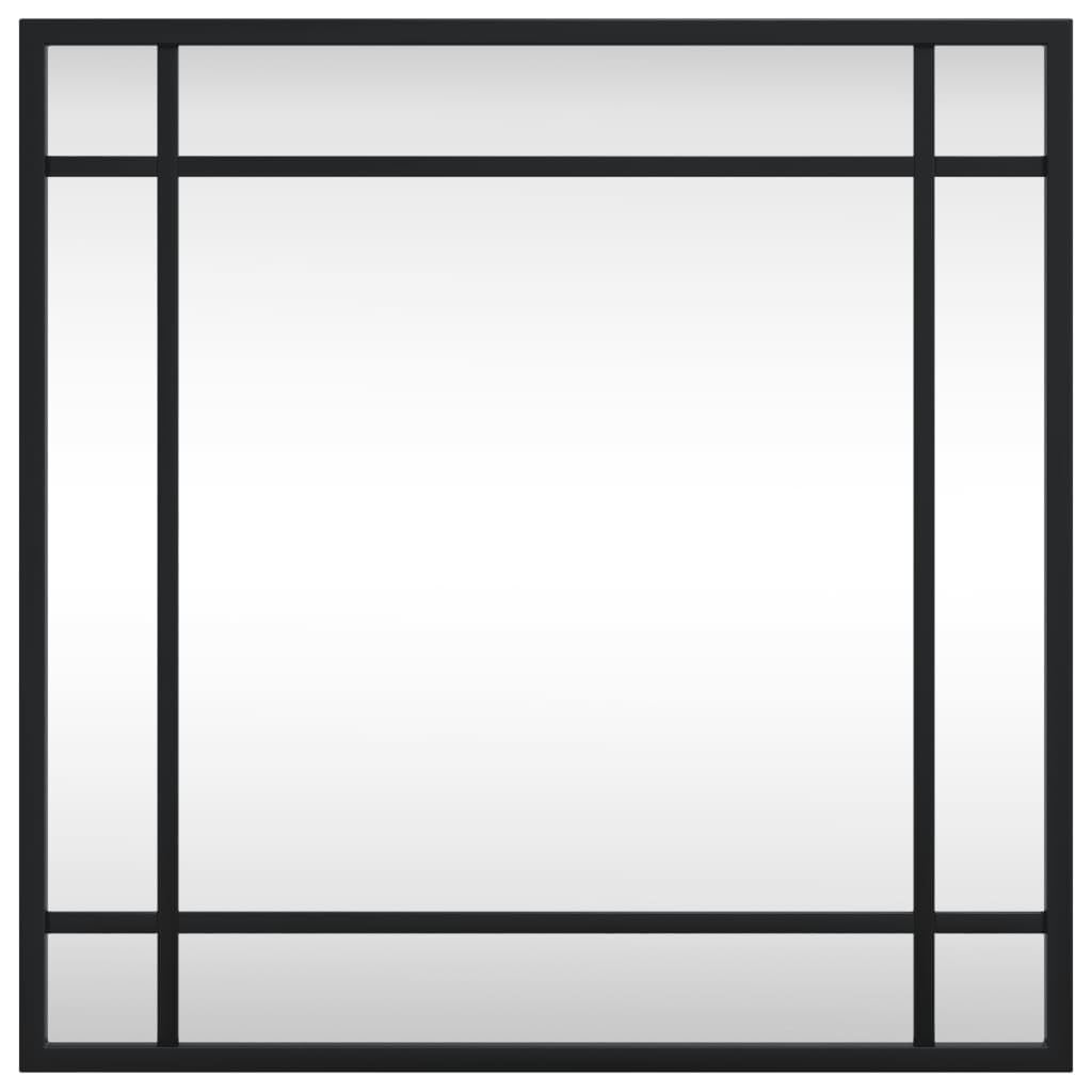 Espejo de pared cuadrado de 40 x 40 cm, negro, espejo de pared de vidrio con marco recubierto de polvo, espejo transparente para dormitorio, pasillo, salón, baño