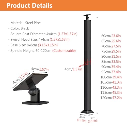 Ejes de barandilla de metal ajustables a 270 grados con kit de tornillos para escalera interior 2