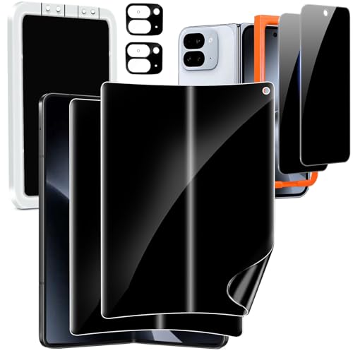 Milomdoi 6 in 1 Privacy Screen Protector for Google Pixel 10 Pro Fold, 2 Pack Inside Anti-Spy Film with 2Pack Front Tempered Glass + 2 Pacs Camera Lens Protector Accessories,No Bubbles