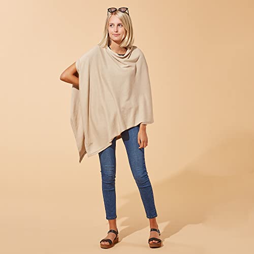 Image of Hadley Wren Women's Classic Colorblock Everyday Cotton Poncho, Black Solid Solid
