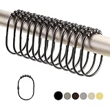 12 extra große Duschvorhangringe aus Edelstahl | Duschvorhang Haken in Schwarz | Vorhangringe für Jede Duschstange oder Gardinen Stange | leicht gleitende Ösen | Duschringe Set