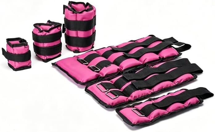 Adjustable Ankle & Wrist Weights Set 2PCS Weighted Straps for Walking, Running, Yoga & Pilates Training Cuffs Soft Comfortable Resistance Training Equipment for Strength (Pink, 2kg)