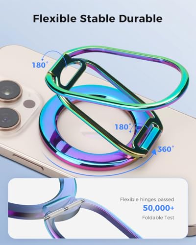 Image of SUPERONE [2025 Upgraded] Mag Safe Phone Ring Holder, Adjustable Magnetic Kickstand & Removable Phone Grip Compatible with Wireless Charging Only for iPhone 17 & 16 & 15 & 14 & 13 Series (Colorful)