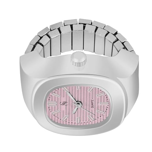 Image of Shocknshop Analog Fashion Stainless Steel Square Silver Ladies Ring Watch for Women -W165