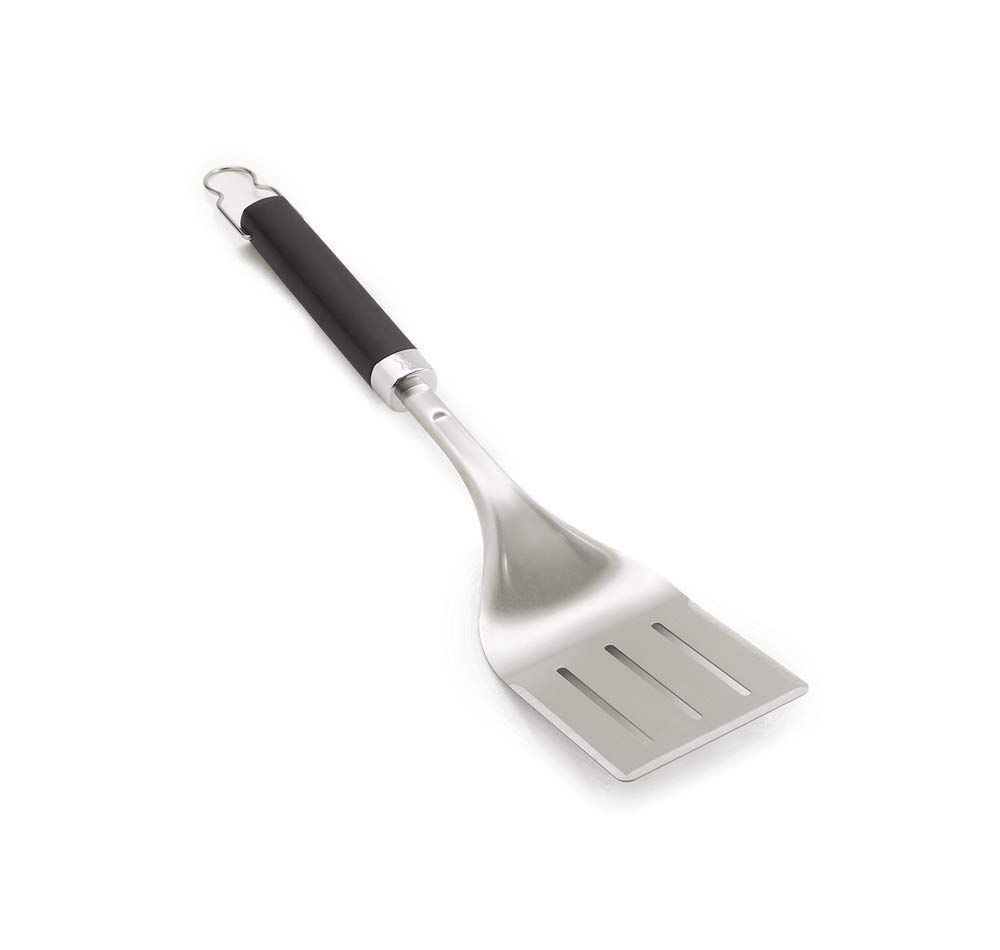 Weber Spatule premium (46cm), en acier inoxydable, avec poignée confortable antidérapante, col incliné, lavable au lave-vaisselle - Noir / Argent (6761)