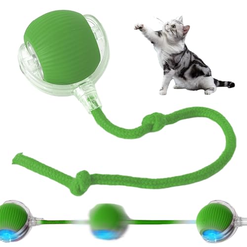 Interactive Cat Toys Ball for Indoor, 2024 New Automatic Moving Dog Toy Puppies Toys, Upgrade Multicolor Rolling Ball Motion Activate Rolling Ball Smart Automatic Rolling Pet Ball (Green)