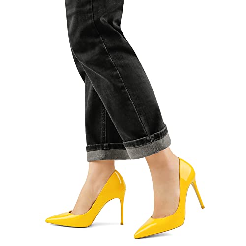 COLETER Women's 4 Inch Pumps Pointy Toe Wedding Dress Shoes Slip on Stiletto Pumps