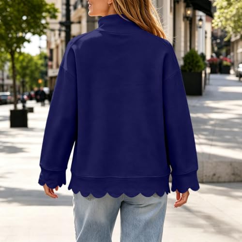 Mock Neck Sweatshirt Women Cotton Peplum Long Sleeve Casual Sweat Shirt - image 5
