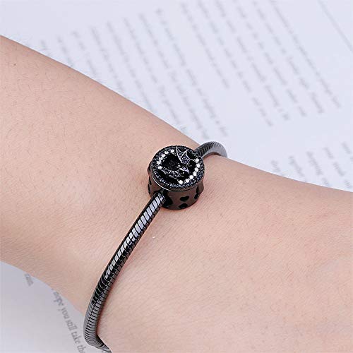 Gnoce Black Bat Bead Charm Sterling Silver Essential Oil Diffuser Dancing With Danger Dangle Charm Fit For Bracelet/Necklace Jewelry Gift For Wife Girlfriend Christmas New Year #TOP6