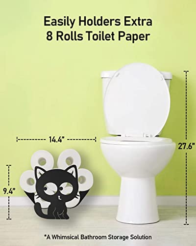 Black Cat Toilet Paper Holder Stand, Gardlister Funny Animal Toilet Paper Storage For Bathrooms Kitchen, Free Standing Metal Bathroom Toilet Paper Organizer Hold Extra 8 Rolls #TOP1