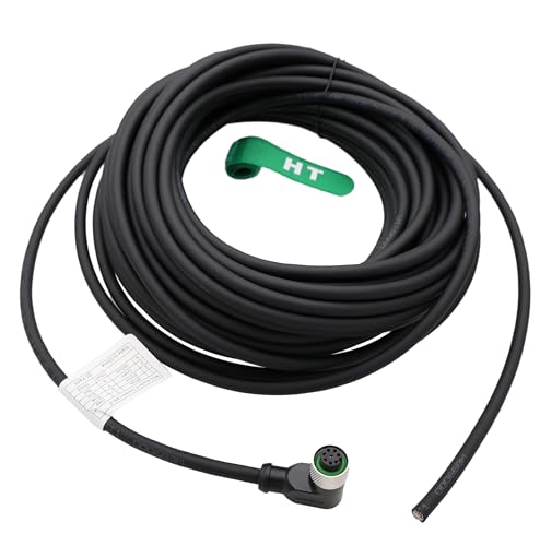 HangTon 8 Pin Female Cable for Actuator Sensor Industrial Control Automation, M12 A-coding Waterproof Connector, 50M
