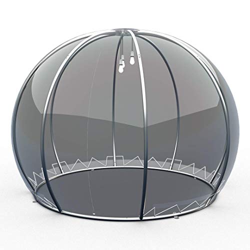 astreea® Igloo Crystal-PVC | M | Aerospace Aluminium, Pavillon mit LED-System, transparent mit Reißverschluss Tür, Gartenzelt, Gartenpavillon, 6 Personen Blasenzelt wetterfest, Bubble Zelt Ø 3.03 m