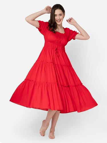 Robe rustique à volants coupe mi-longue esprit bohème - 6