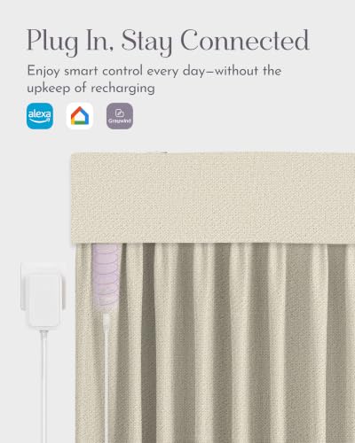 Image of Graywind Motorized Curtains with Track, Room Darkening Smart Curtains, Hardwired Curtains Compatible with Alexa Google Home Remote Control for Large Windows, Custom Drapes Up to 220 inch, (Oatmeal)