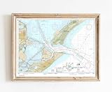Historic Nautical Poster of Galveston Bay Entrance 2015 Texas 518 11324 | 11x17 12x18 16x24 24x36 Unframed Print Wall Art | Vintage Antique Rustic Gift | Home Office Decor