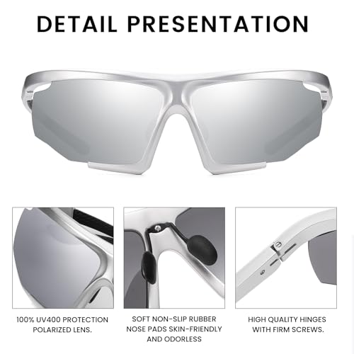 DUCO Sports Mens Sunglasses Trendy Square Polarized Running Sunglasses For Men UV400 Lens DC82383