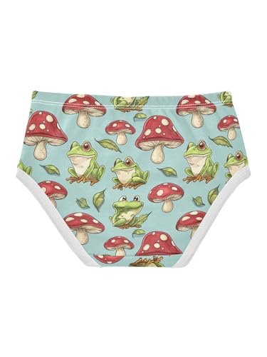 ZZKKO Green Frog and Red Mushroom Girls Underwear Toddler Panties for Girls Comfort Brief Size 2-8T2