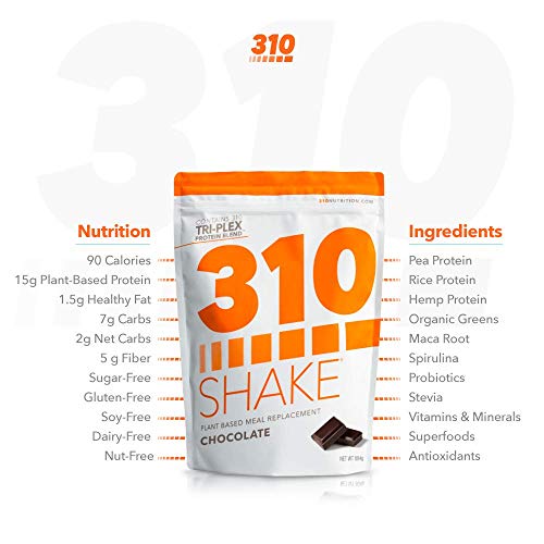 Chocolate Meal Replacement | 310 Shake Protein Powder is Gluten and Dairy Free, Soy Protein and Sugar Free | Includes Clear 310 Shaker and Free Recipe eBook (Digital) | 28 Servings