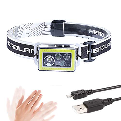 WINDFIRE Lampe Frontale LED, Lampe Frontale Rechargeable USB avec 9 Modes, Super Lumineux 350 Llumens, Rotation à 90 ° et Capteur de Mouvement Phare LED pour Camping, Randonnée, Pêche Cover