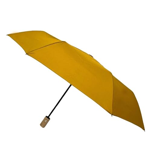 Smati Men's Mustard And Wo's Recycled Fabric Umbrella – Eco-Friendly – Solid Anti-Wind – Automatic Open Closure – Compact Folding Travel Umbrella,