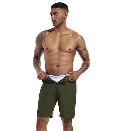 difficort Mens Swim Trunks with Compression Liner 9" Zipper Fly Bathing Suits Quick Dry Swimming Shorts with Zipper Pockets2