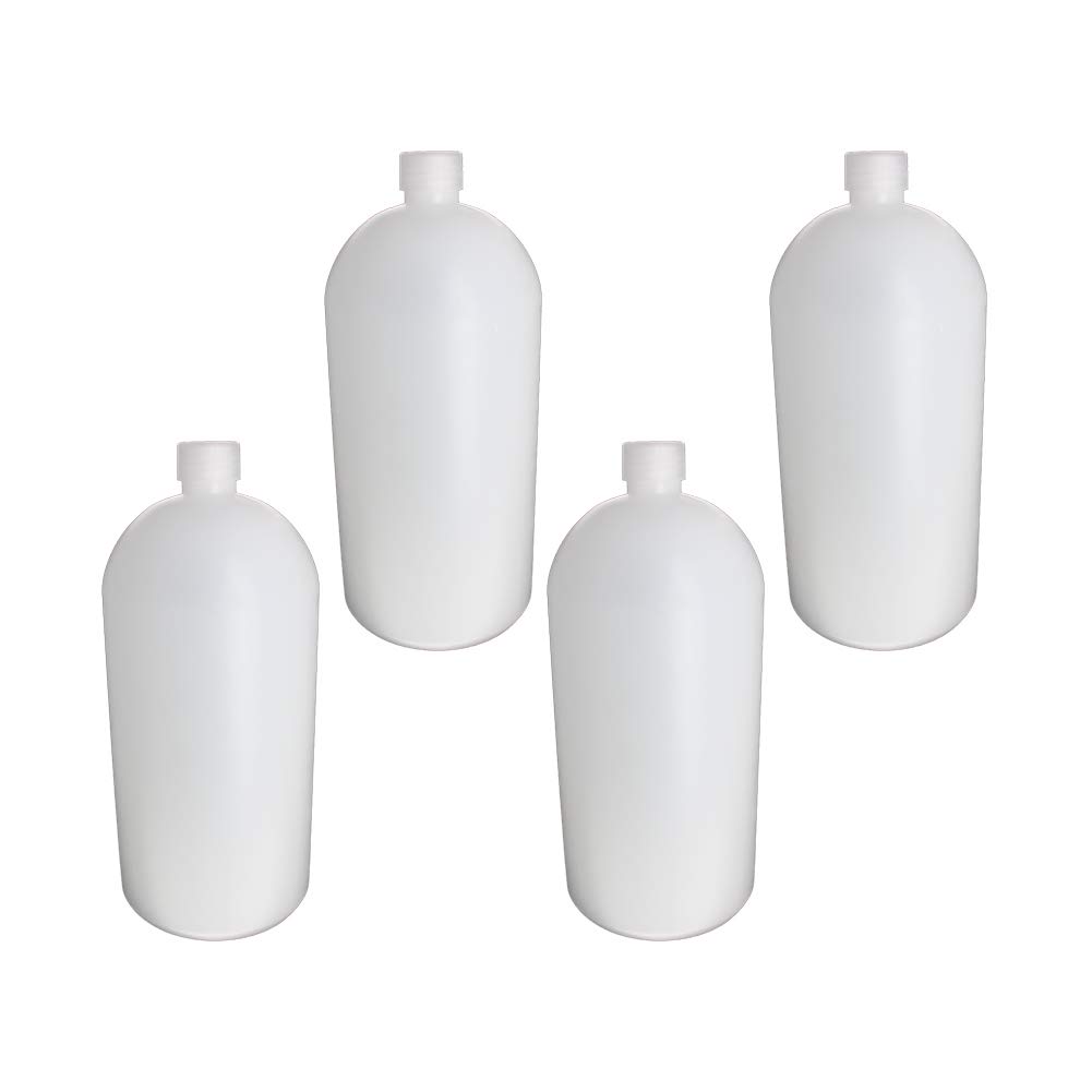 Bettomshin 4Pcs 2000ml PE Plastic(Food Grade) Bottles with Caps, Thin Mouth Plastic Bottles with Graduated Lab Reagent Bottle Liquid/Solid Sample Storage Container White Translucent