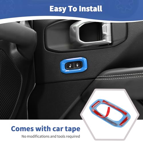 RT-TCZ for Wrangler JL Door Lock Switch Button Trim Cover Baby Blue for Jeep Wrangler JL JLU Gladiator JT 2018-2024 Baby Blue Interior Accessories 2pcs by RT-TCZ - Used condition - Image 5