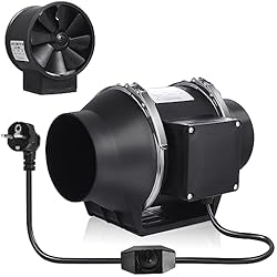 Extractor De Aire En Linea Vehipa Ventilador de Extracción Regulable de 100 mm, Ventiladores de Extracción en Línea 220m³/h 220 V, enchufe UE, Adecuado para Carpas de Plantación, Baños, Cocinas, Ventilación Interior