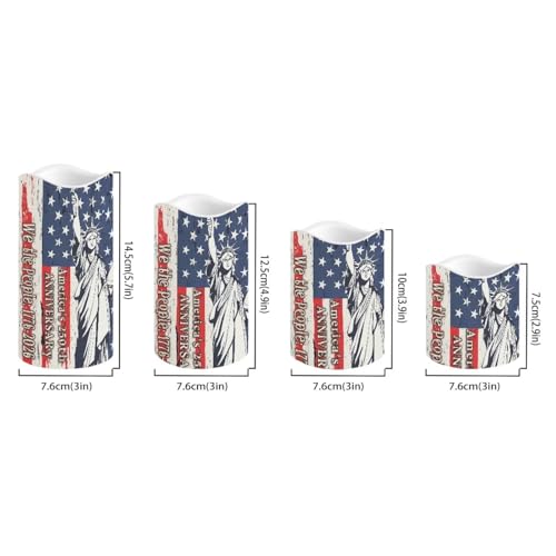 Image of Statue of Liberty Flameless Candle 250th Anniversary Led Lights with Battery Operated Remote Control American Flag Independence Day Candles for Vintage Room Decor, 4 Pack