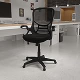 Flash Furniture High Back Black Mesh Ergonomic Swivel Office Chair with Black Frame and Flip-up Arms